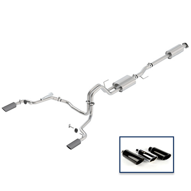 Ford F-150 Performance Exhaust - Rear Exit - Ford Racing - Cat-Back Sport, Dual Rear Exit - Carbon Fiber - `15-`18